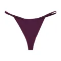 Women sexy thin strap ice silk thong underwear breathable seamless low rise deep purple brief - S / Fuschia