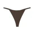Women solid color thin strap thong ice silk breathable comfortable sexy underwear panty brown - S / Milky Coffee