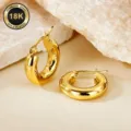 Klassische 18K vergoldete Edelstahl dicke Creolen, minimalistischer Schmuck für Damen. - 20mm / Gold