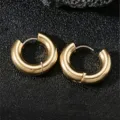 Edles Edelstahl dicke goldene Creolen Ohrringe für Damen Herren klassischer Schmuck - 5x10mm / Gold