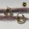 Klobige goldene Creolen für Damen, Edelstahl 18K vergoldet minimalistischer Ohrring. - 20mm / Stahlfarben