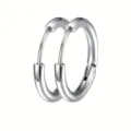 Edlere Edelstahl Creolen Detailansicht, schlichtes silbernes Design für den täglichen Look. - 8mm Paar / Stahlfarben