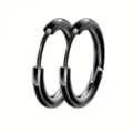 Schwarze Edelstahl Creolen, minimalistisches Unisex Kreisdesign für den täglichen Alltag. - 8mm Paar / Schwarz
