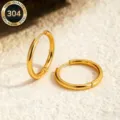 Vergoldete 304 Edelstahl glatte Creolen, minimalistischer klassischer Modeschmuck Alltag. - 2.5x8mm / Gold
