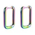 Stainless steel colorful U-shaped hoop earrings, minimalist geometric design, exquisite detail. - Multicolor Rectangle