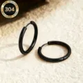 Schwarze Edelstahlohrringe Creolen für Damen und Herren, glatter runder Ohrschmuck. - 2.5x8mm / Schwarz