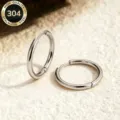 Edelstahl glatte Creolen Ohrringe, minimalistisches rundes Design fuer den taeglichen Stil. - 2.5x8mm / Stahlfarben