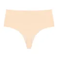 Women's seamless ice silk high waist thong breathable solid color comfortable underwear - S / Nude