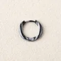 Stainless Steel Black White Gradient Enamel Piercing Hoop Earrings Fashion Jewelry - Black and White Gradient
