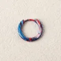 Stainless steel colorful enamel piercing hoop earring, fashion gradient design for daily wear. - Red Blue and White Fluid Gradient