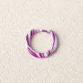 Stainless steel gradient purple enamel hoop earring, versatile piercing jewelry variant. - Purple and White Flow Gradient
