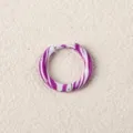 Purple white swirl enamel hoop earring stainless steel piercing jewelry fashion accessory daily wear - Purple and White Spiral Gradient