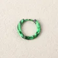 Stainless steel green gradient enamel hoop earring, fashionable piercing body jewelry item. - Green and Black Gradient Texture