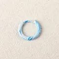 Blue gradient enamel piercing hoop earring, stainless steel marbled design chic jewelry. - Blue and White Marble Style