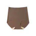 Women's brown high-waist seamless briefs, breathable elastic stretch underwear panty. - S / Dark Brown