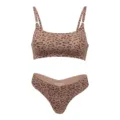 Seamless leopard print bra and panties lingerie set in taupe brown, comfortable and breathable - S / Top And Bottom / Milky Coffee Base Leopard Print