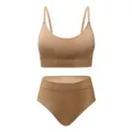 Bequemes nahtloses BH- und hochtailliertes Slip-Set für Damen, atmungsaktiv, ideal für Yoga Sport. - S / Hautfarben