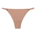 Women sexy seamless thin strap thong underwear low-rise minimalist comfortable bikini panty - L / Apricot Nude