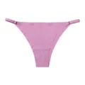 Women's seamless thin strap low-waist bikini underwear, comfortable breathable solid purple panty. - S / Peony Red