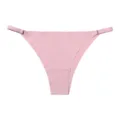 Women sexy seamless thin strap low rise bikini panty, light pink comfortable breathable underwear - XL / Pink
