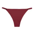 Women's solid color seamless low rise thong bikini briefs with adjustable side straps. - L / Crimson