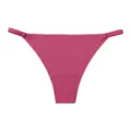 Seamless solid pink women's low waist bikini panties with side adjustable thin straps. - S / Magenta