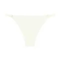 Seamless thong bikini underwear in white, low rise with adjustable thin side straps for women. - S / Light Beige