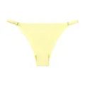 Women Yellow Seamless Low Rise Bikini Panties Sexy Thong Adjustable Straps Underwear - S / Lemon Yellow