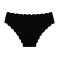 Seamless ice silk women's panties with cute scalloped wavy edges and breathable cotton crotch. - S / Black
