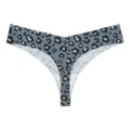 Sexy leopard print seamless ice silk thongs for women, low waist breathable yoga panties. - Dark Blue Leopard
