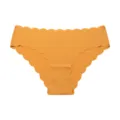 Women seamless ice silk panties with scalloped wave edge, breathable and comfortable briefs. - S / Golden Yellow