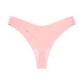 Women seamless ice silk thong low waist solid color breathable yoga sports underwear - S / Pink