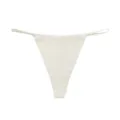 Seamless womens low waist thong ice silk breathable pure cotton crotch sporty string panty - S / Light Rice