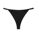 Seamless ice silk black thong for women, low waist thin strap sexy invisible underwear. - L / Black