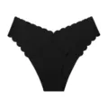 Seamless black women's scalloped briefs, comfortable breathable solid color underwear variant. - S / Black