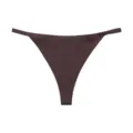 Seamless ice silk thin strap low-waist thong in dark brown, comfortable invisible underwear. - S / Black and Brown