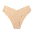 Seamless scalloped women briefs nude color comfortable breathable athletic underwear daily wear - M / Nude