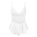 White lace mesh camisole sexy one-piece lingerie sleepwear variant for women size. - S / White