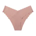 Women seamless scalloped panties breathable comfortable foundation color stretch underwear - S / Apricot Nude