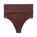 Damen High Waist nahtloser T-String Slip in Dunkelrot, bequeme atmungsaktive Fitness-Tanga. - S / Dunkelviolett