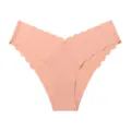 Seamless scalloped women briefs pink athletic panties comfortable breathable underwear - M / Nude Pink