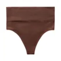 Damen High Waist nahtloser T-String, atmungsaktive bequeme einfarbige Yoga Sport Unterwäsche braun. - S / Dunkelbraun
