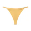 Seamless ice silk thong for women, low rise g-string underwear, lightweight sexy yoga briefs. - Goose Yellow