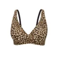 Leopard print seamless V-neck push-up bra for women, sexy comfortable thin underwear - M / Tops / Nude Leopard