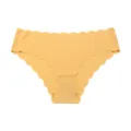 Seamless ice silk women panties with cute scalloped edge, breathable soft cotton crotch summer underwear. - Mango Yellow