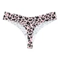 Women Pink Leopard Print Seamless Low Waist Tanga Panties Sexy Ice Silk Yoga Underwear - XL / Pink Leopard Print