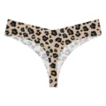 Sexy leopard print seamless ice silk thong panties for women, low waist comfortable underwear. - Dark Yellow Leopard