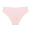 Women seamless pink ice silk panties breathable scalloped edge cute daily underwear - Peach Pink