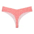 Women's pink leopard print seamless low-waist ice silk sexy thong underwear for daily wear - Dark Pink Leopard