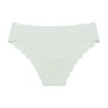 Women seamless ice silk panties scalloped edge breathable stretchy summer underwear green - Light Blue